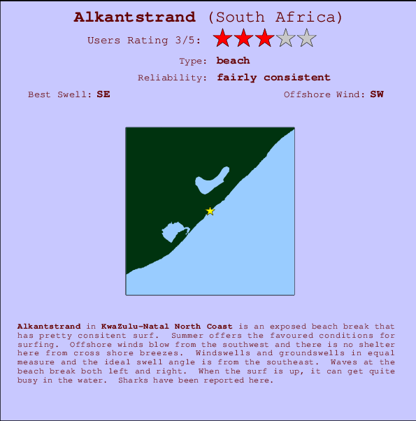 Alkantstrand surf location map and break info
