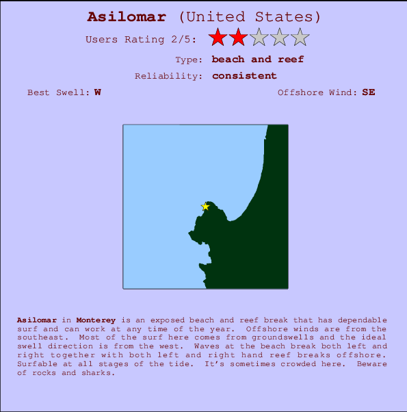 Asilomar surf location map and break info