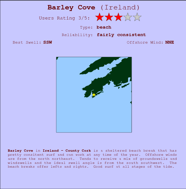Barley Cove break location map and break info