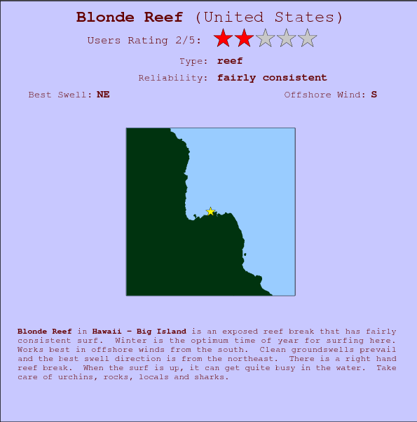 Blonde Reef surf location map and break info