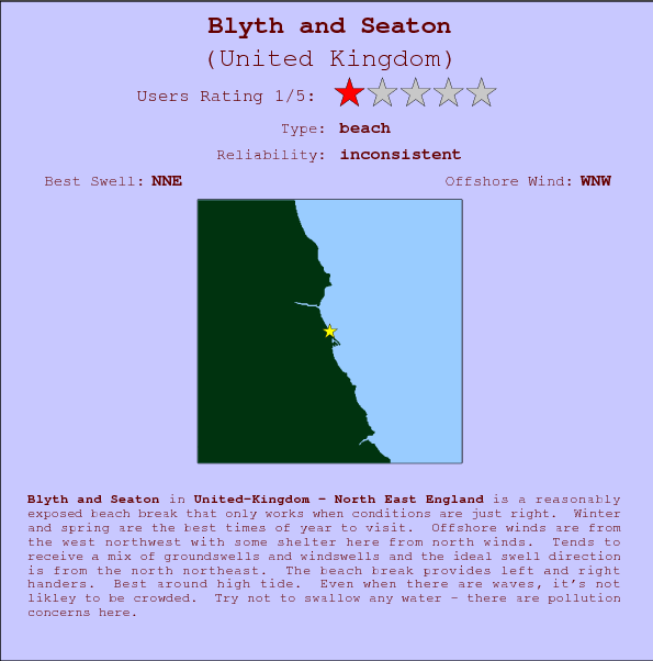 Blyth and Seaton surf location map and break info
