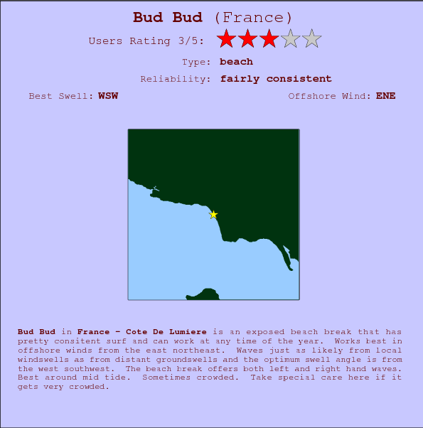 Bud Bud surf location map and break info