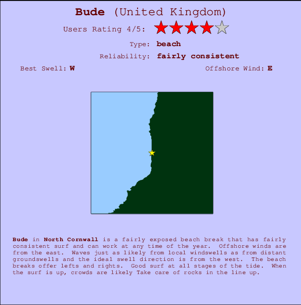 Bude break location map and break info