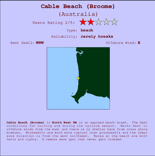 Cable Beach (Broome) Surf Forecast and Surf Reports (WA North West