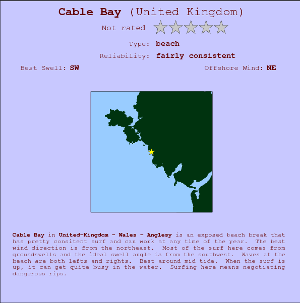 Cable Bay surf location map and break info
