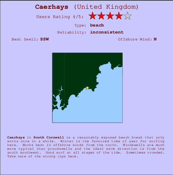 Caerhays surf location map and break info