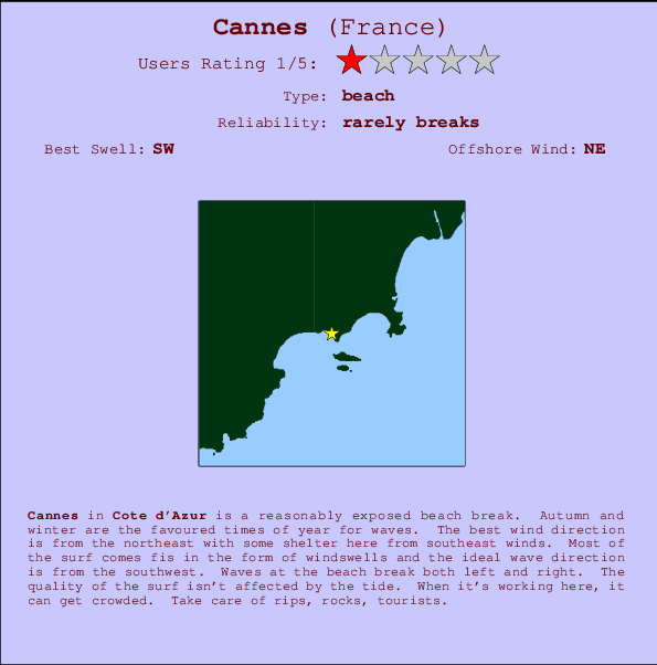 Cannes break location map and break info