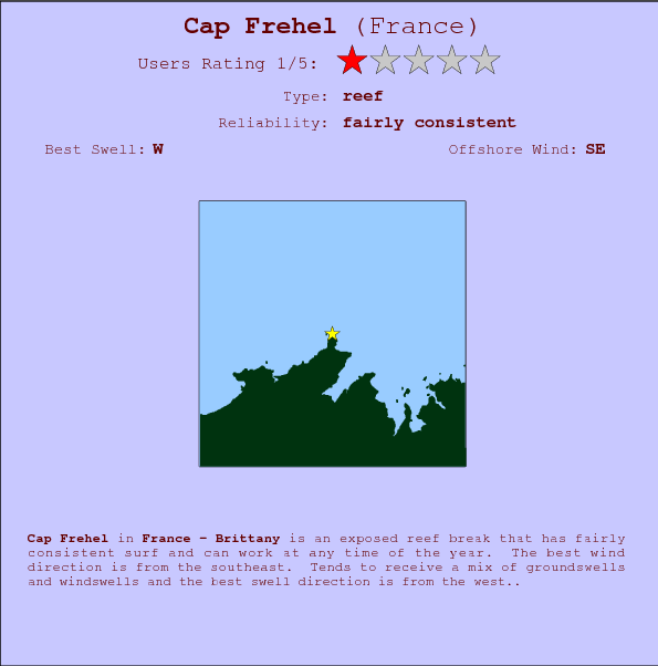 Cap Frehel surf location map and break info