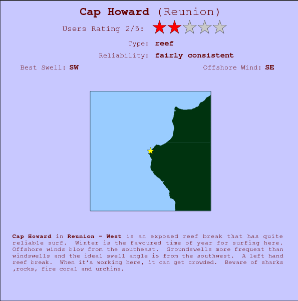 Cap Howard break location map and break info