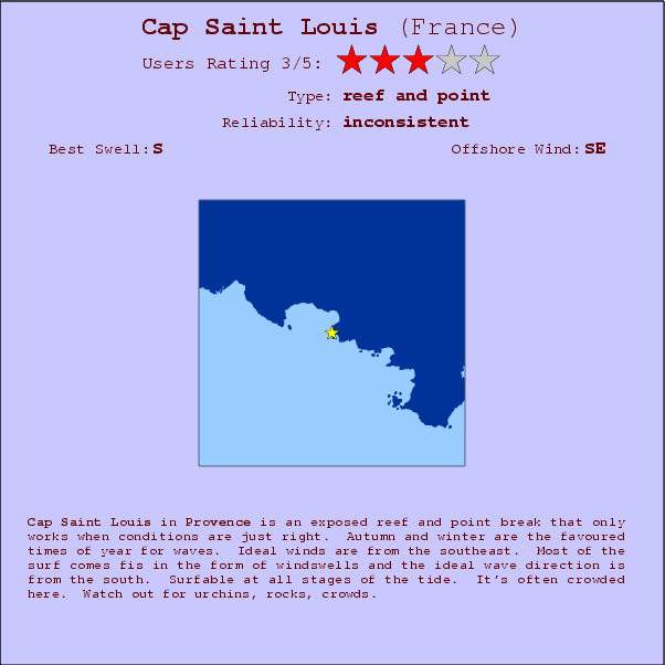 Cap Saint Louis surf location map and break info