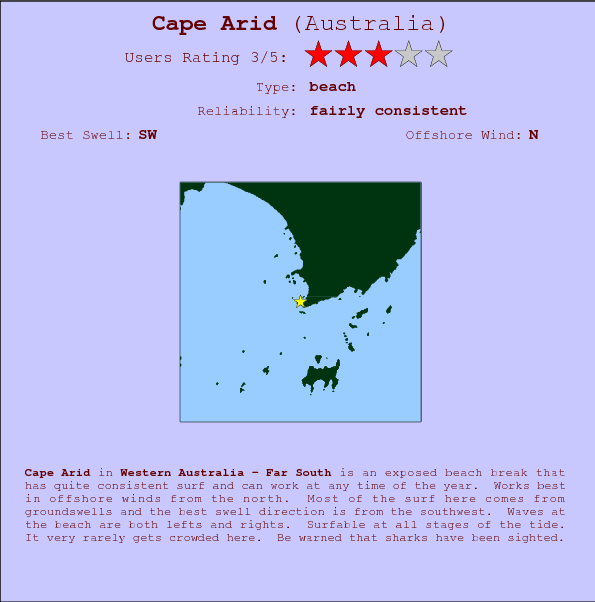 Cape Arid break location map and break info
