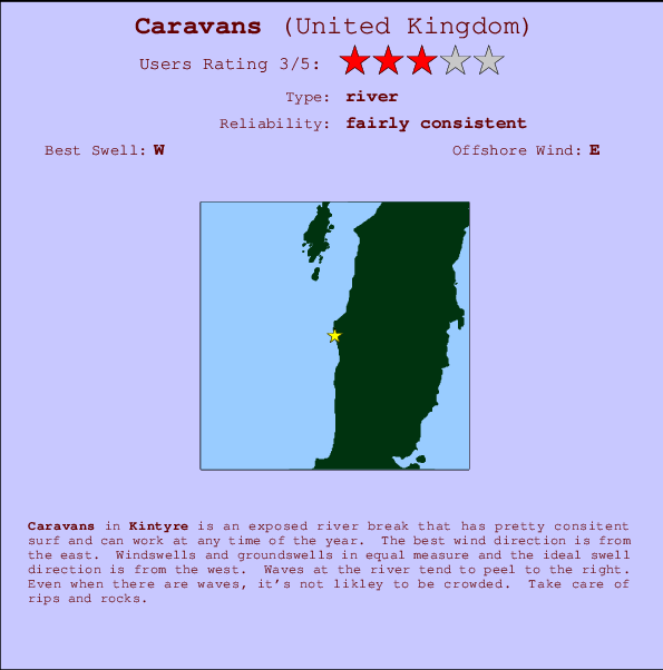 Caravans surf location map and break info