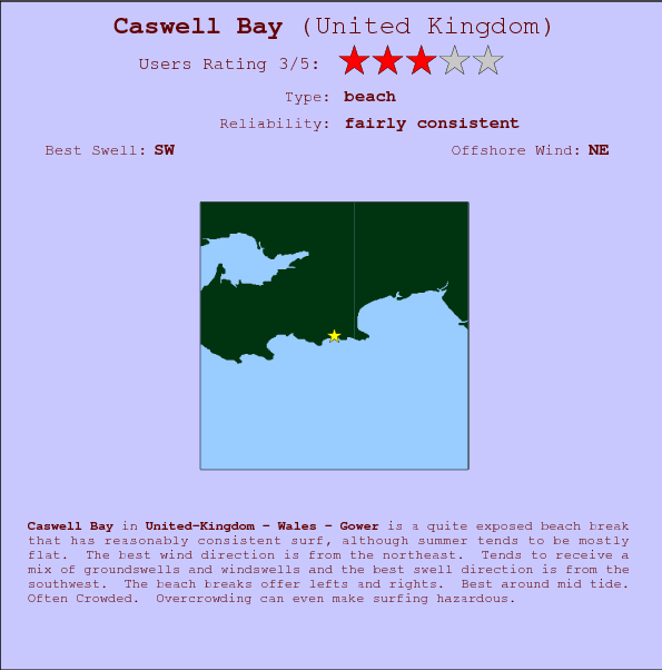Caswell Bay surf location map and break info