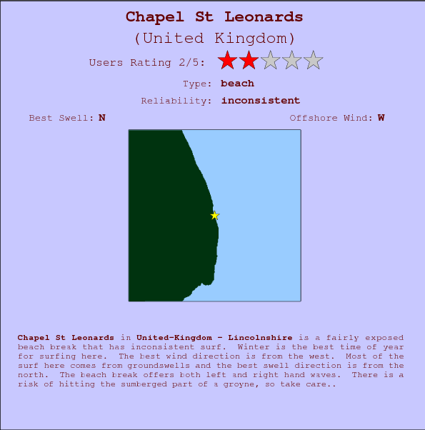Chapel St Leonards surf location map and break info