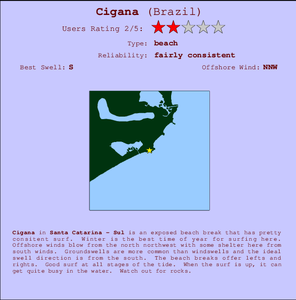 Cigana break location map and break info