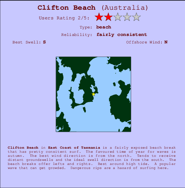 Clifton Beach Surf Forecast and Surf Reports (TAS East Coast, Australia)