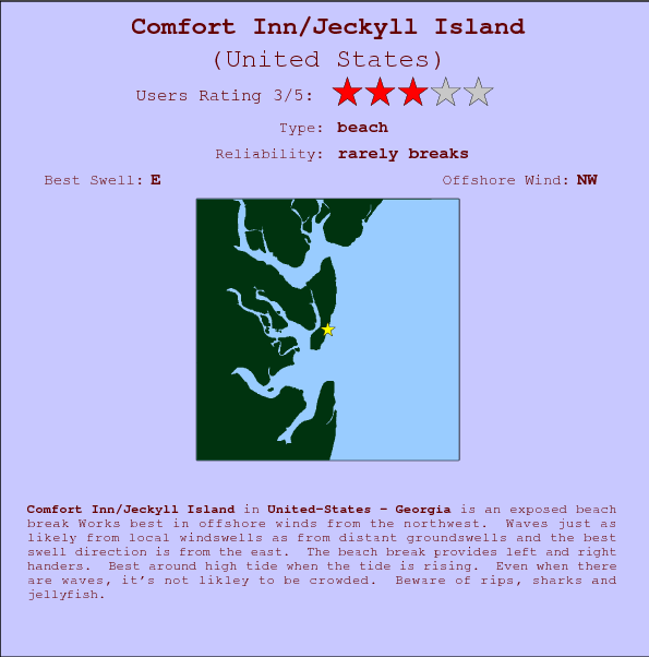 Comfort Inn/Jeckyll Island break location map and break info