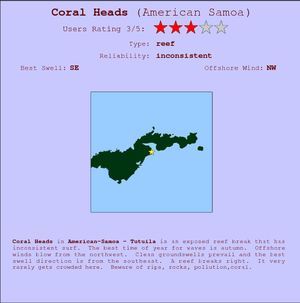 Coral Heads surf location map and break info
