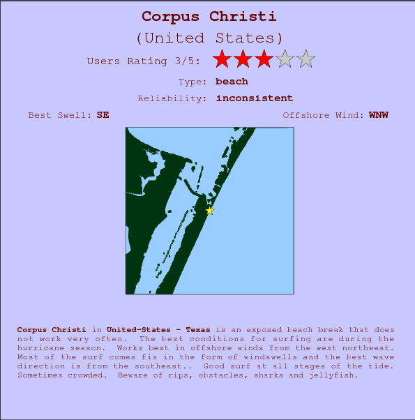 Corpus Christi break location map and break info