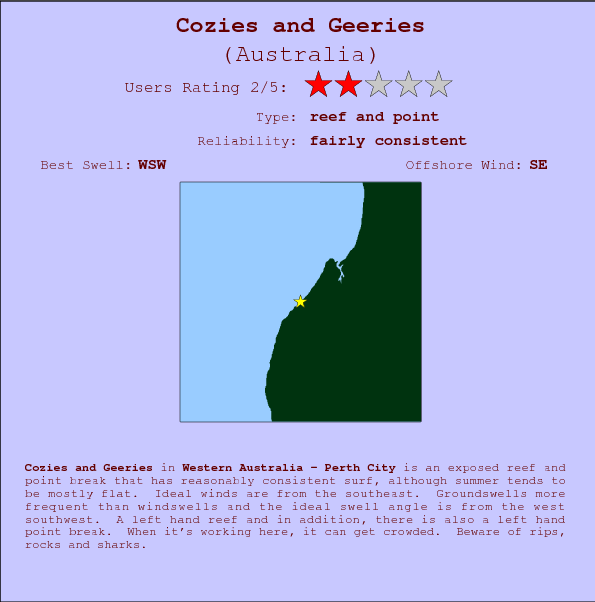 Cozies and Geeries break location map and break info
