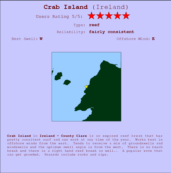 Crab Island surf location map and break info