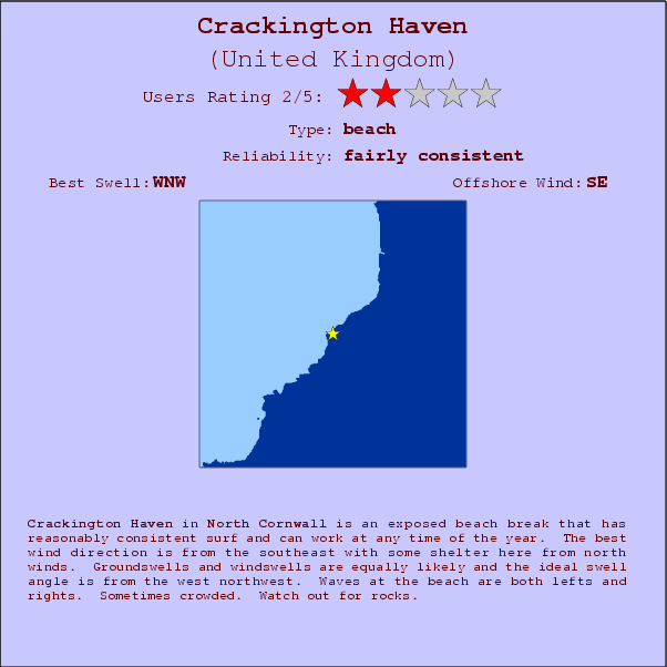 Crackington Haven surf location map and break info
