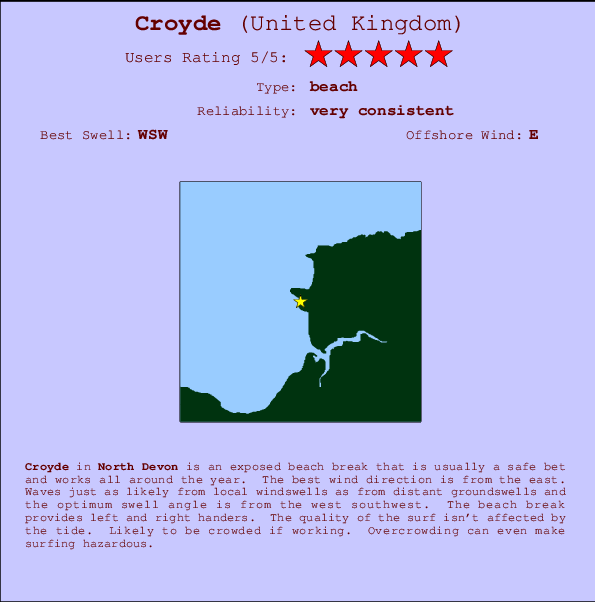 Croyde surf location map and break info