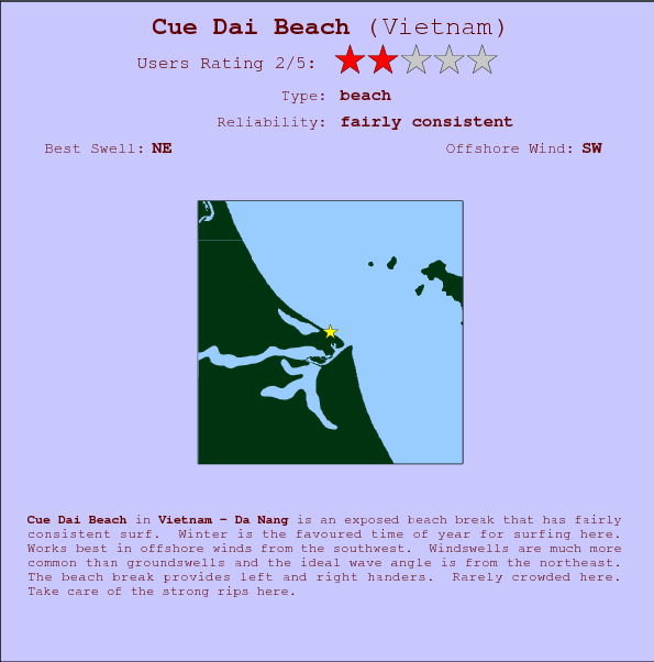 Cue Dai Beach surf location map and break info