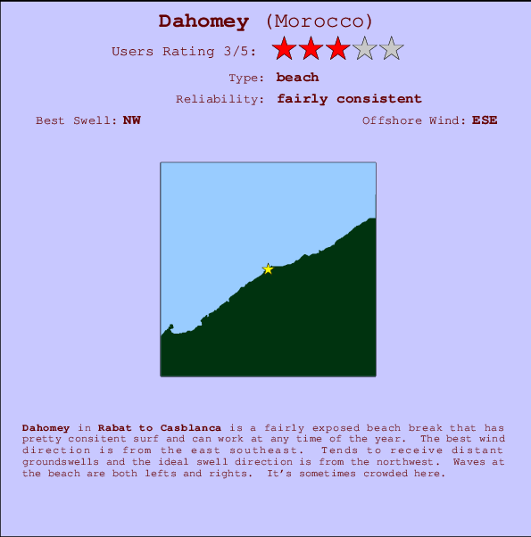 Dahomey surf location map and break info