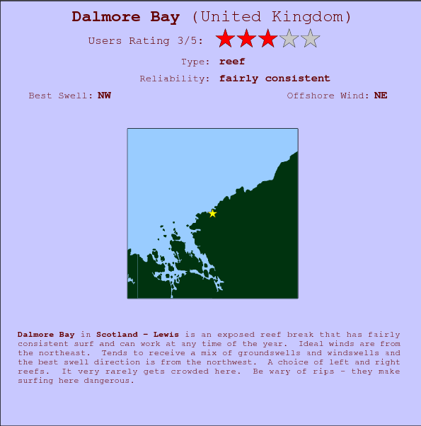 Dalmore Bay surf location map and break info