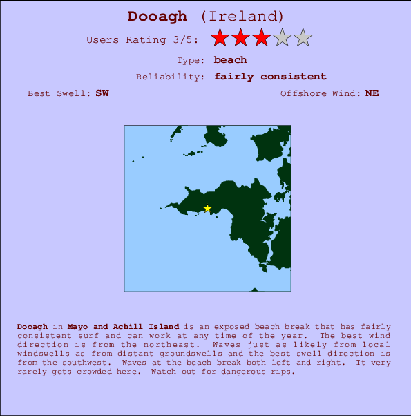 Dooagh surf location map and break info