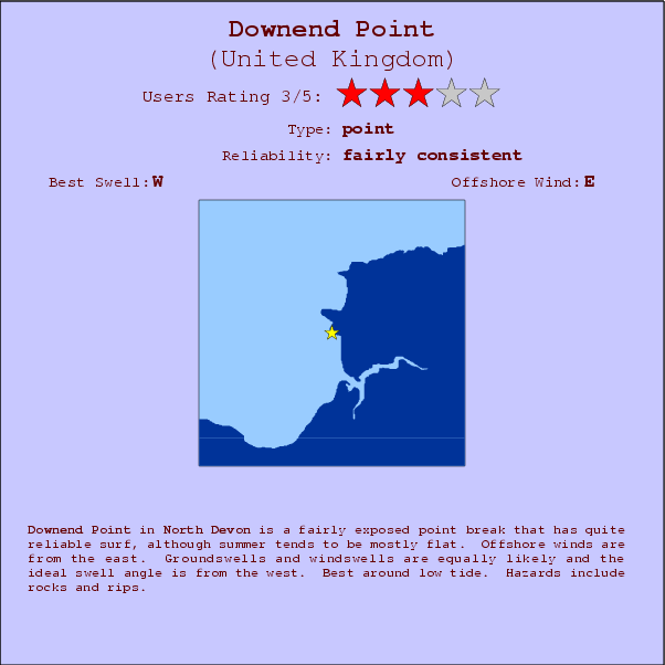 Downend Point surf location map and break info