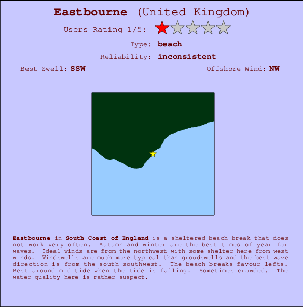 Eastbourne surf location map and break info