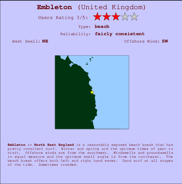 Embleton surf location map and break info