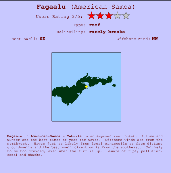 Fagaalu surf location map and break info