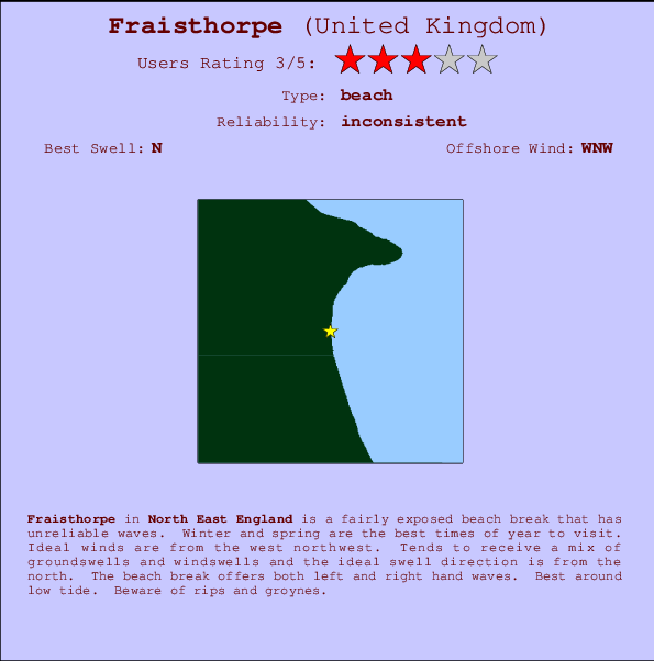 Fraisthorpe surf location map and break info