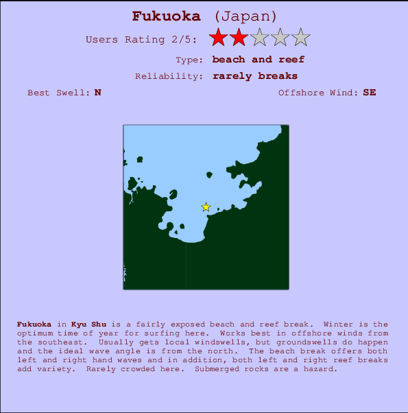 Fukuoka surf location map and break info