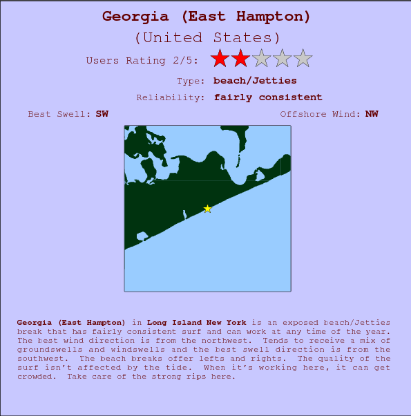 Georgia (East Hampton) break location map and break info
