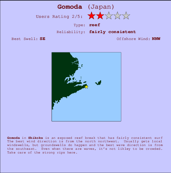 Gomoda surf location map and break info