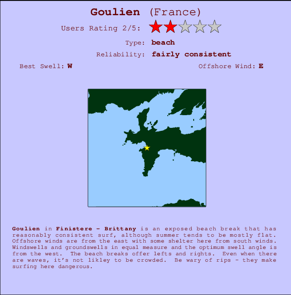 Goulien break location map and break info