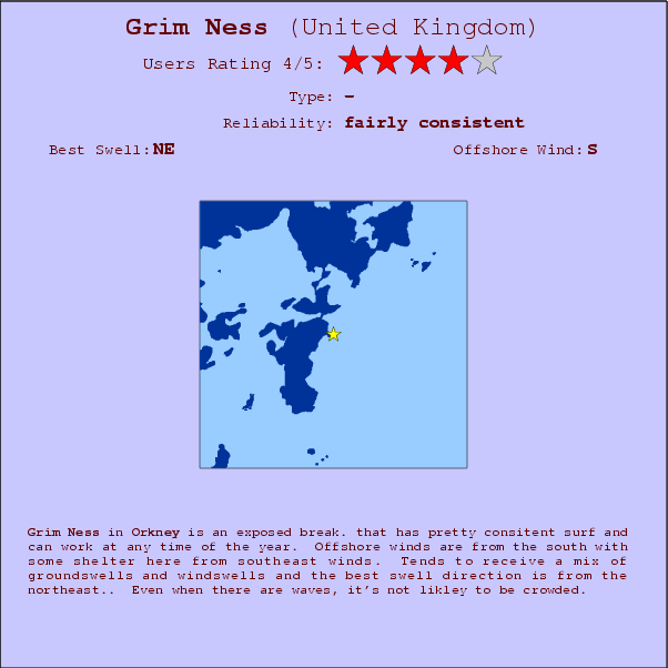 Grim Ness surf location map and break info