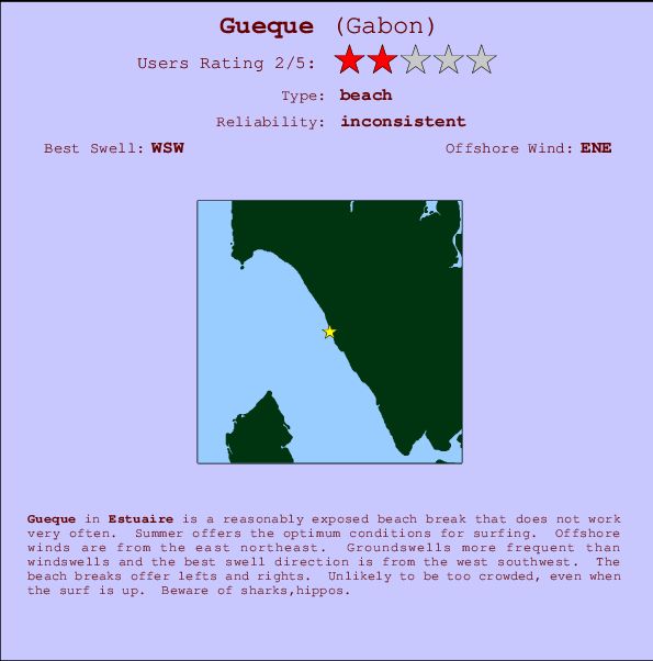 Gueque surf location map and break info