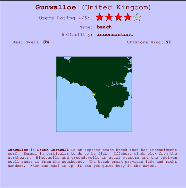 Gunwalloe surf location map and break info
