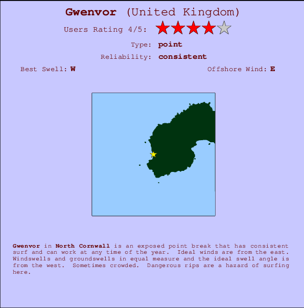 Gwenvor break location map and break info