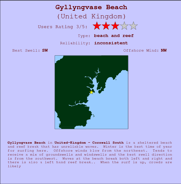 Gyllyngvase Beach surf location map and break info