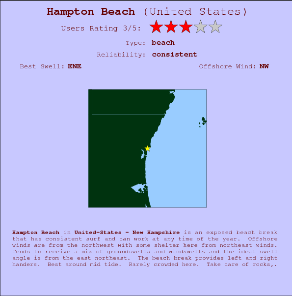 Hampton Beach surf location map and break info