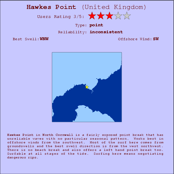 Hawkes Point surf location map and break info