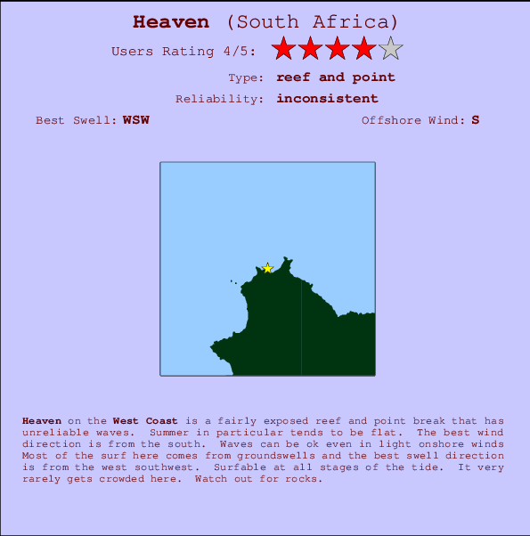 Heaven surf location map and break info