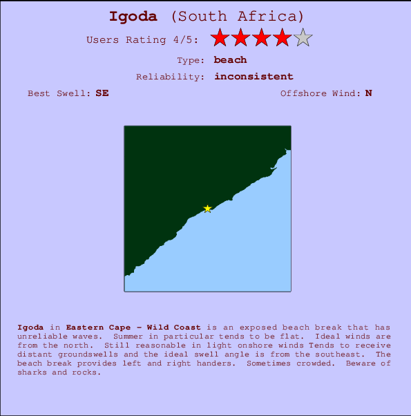 Igoda surf location map and break info