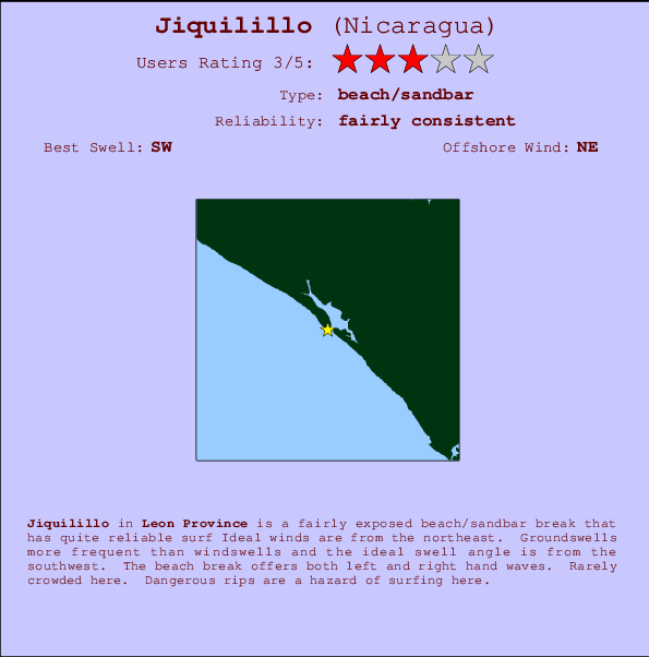 Jiquilillo surf location map and break info